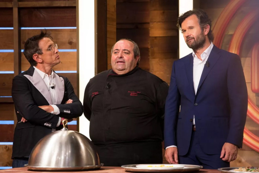Lo Chef Federico Valicenti con Carlo Cracco e Bruno Barbieri, ospite della popolare trasmissione Masterchef